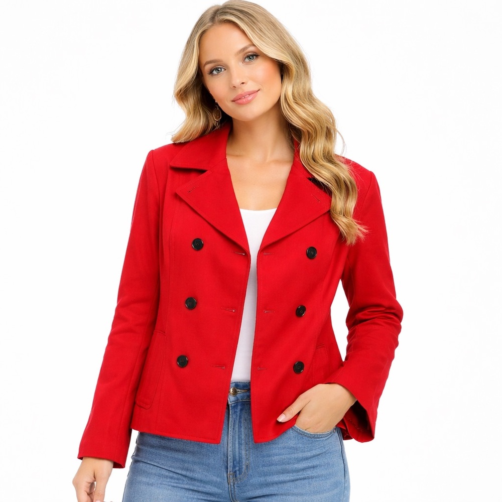 Banana Republic Red Double-Breasted Peacoat Jacket